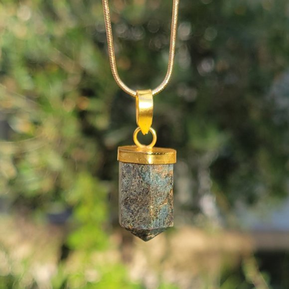 Ruby Zoisite Point Gold-Plated Pendant - Picture 1 of 5
